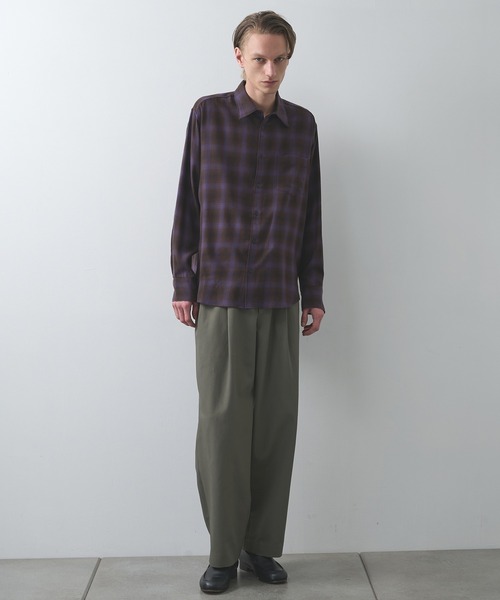 markaware(マーカウェア)の「【markaware/marka】スーパー140'sウールビエラワッシャータンブラー / レギュラーカラーシャツ(シャツ/ブラウス・メンズ・パープル/グレー・1/2)」の7枚目の写真