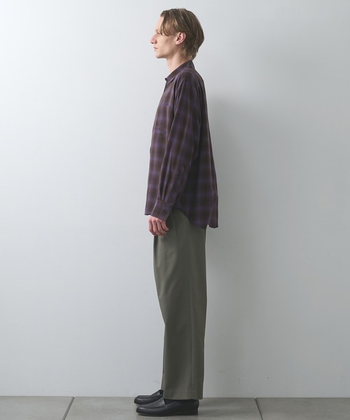 markaware(マーカウェア)の「【markaware/marka】スーパー140'sウールビエラワッシャータンブラー / レギュラーカラーシャツ(シャツ/ブラウス・メンズ・パープル/グレー・1/2)」の8枚目の写真