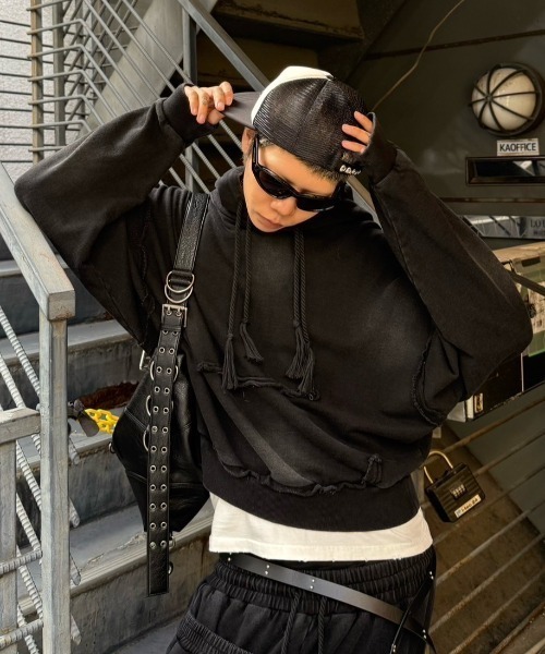 【DIG YOUR OWN GRAVE】DOUBLE FADE HOODIE / 【ディグユアオウングレイブ】レイヤードフェードプルオーバーパーカー