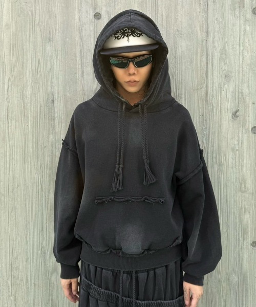 【DIG YOUR OWN GRAVE】DOUBLE FADE HOODIE / 【ディグユアオウングレイブ】レイヤードフェードプルオーバーパーカー
