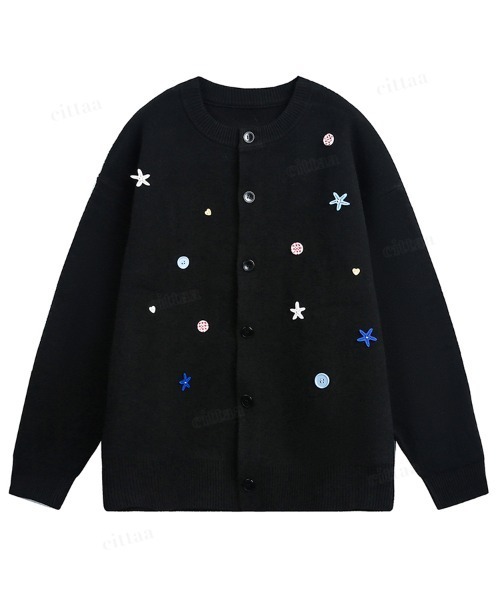 Dalfwin（ダールフィン）の「韓国ファッション ランダムボタンデザインニットカーディガン（カーディガン/ボレロ・レディース・ブラック/グレー・FREE）」の13枚目の写真