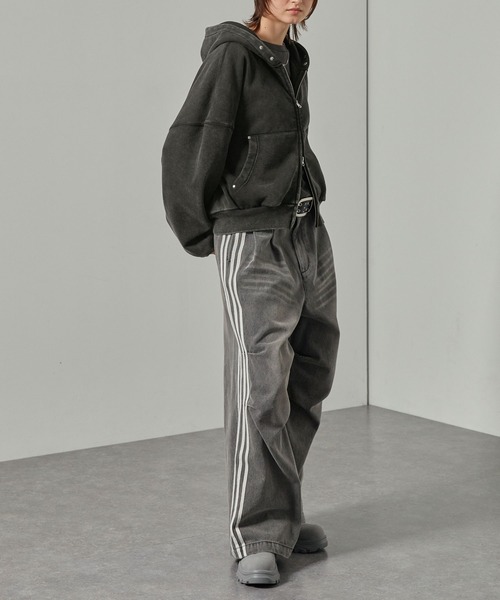 Alfred Alex】スタッズショートダブルジップパーカー（パーカー