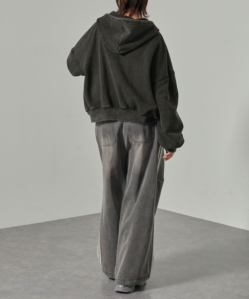 Alfred Alex】スタッズショートダブルジップパーカー（パーカー