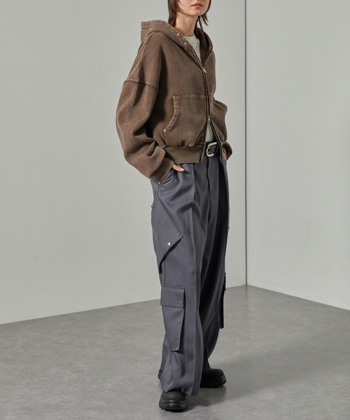 Alfred Alex(アルフレッドアレックス)の「【Alfred Alex】スタッズショートダブルジップパーカー(パーカー・レディース・杢グレー/ブラウン/スミクロ・L/M)」の15枚目の写真