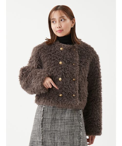 Mila Owenファーショートジャケット Mila Owen（ミラオーウェン） ジャケット ノーカラージャケット 金釦