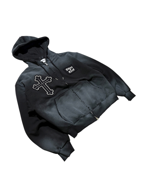 SK8ER ROCK(スケーターロック)の「Cross-Stitch Grunge Hood Zip-Up ((black))(パーカー・レディース・その他・FREE)」の8枚目の写真