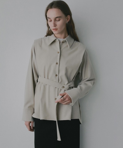 MANOF(マノフ)の「MELTON WIDE COLLAR SHIRTS(シャツ/ブラウス・レディース・ベージュ/チャコールグレー・F)」の10枚目の写真