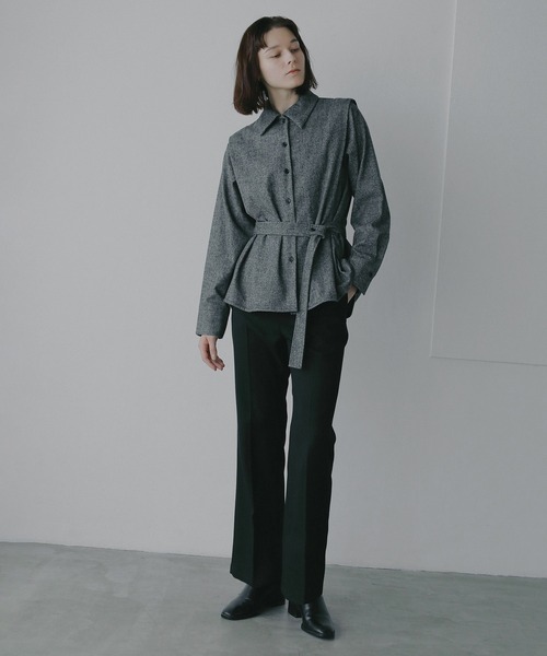 MANOF(マノフ)の「MELTON WIDE COLLAR SHIRTS(シャツ/ブラウス・レディース・ベージュ/チャコールグレー・F)」の18枚目の写真