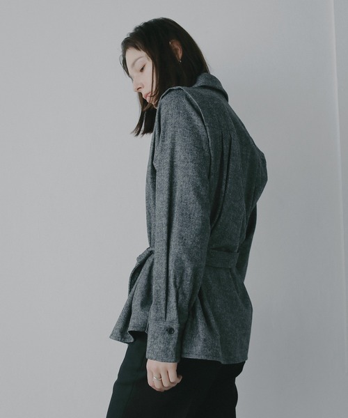 MANOF(マノフ)の「MELTON WIDE COLLAR SHIRTS(シャツ/ブラウス・レディース・ベージュ/チャコールグレー・F)」の22枚目の写真