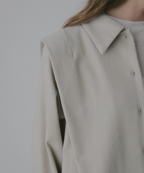 MANOF(マノフ)の「MELTON WIDE COLLAR SHIRTS(シャツ/ブラウス・レディース・ベージュ/チャコールグレー・F)」の8枚目の写真
