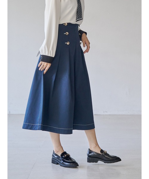 Dickies（ディッキーズ）の「【Dickies別注】マリンタックフレアスカート（スカート・レディース・ベージュ/ネイビー/ダークブラウン/ダークグリーン・SMALL/MEDIUM）」の4枚目の写真