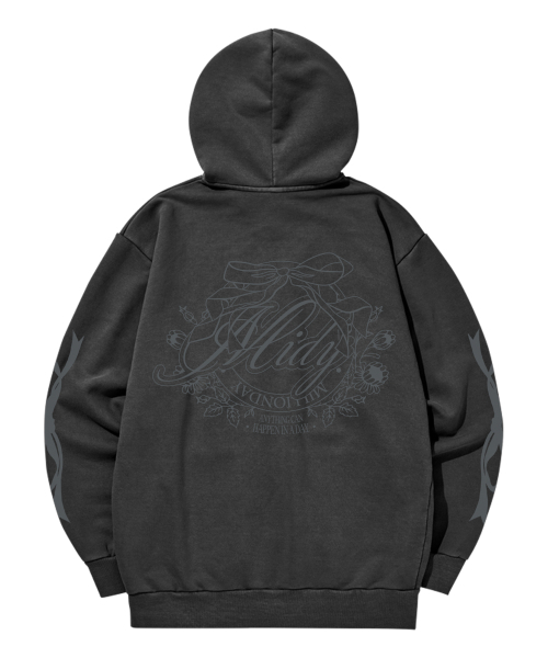 MILLION DAY(ミリオンデイ)の「FALL-IN pigment hood(パーカー・レディース・チャコール/ブルー・LARGE/MEDIUM/X-LARGE)」の2枚目の写真