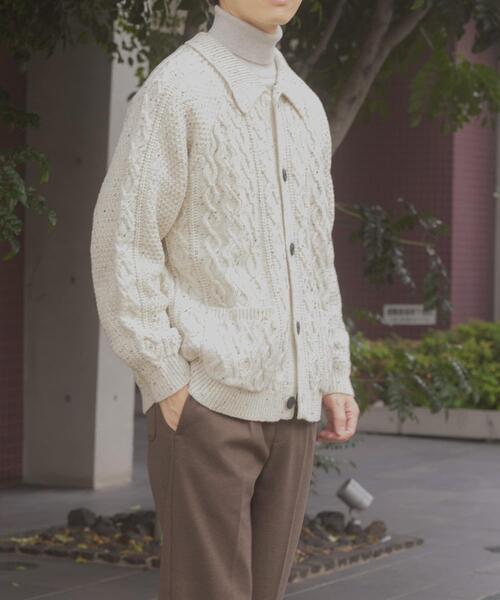 ITEMS URBANRESEARCH(アイテムズ アーバンリサーチ)の「ウール混 フィッシャーマンカーディガン(カーディガン/ボレロ・メンズ・ネイビー/ホワイト/ブラック・MEDIUM/LARGE)」の7枚目の写真