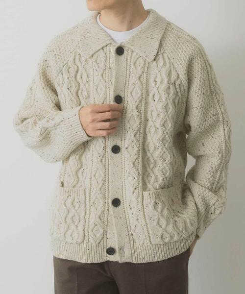 ITEMS URBANRESEARCH(アイテムズ アーバンリサーチ)の「ウール混 フィッシャーマンカーディガン(カーディガン/ボレロ・メンズ・ネイビー/ホワイト/ブラック・MEDIUM/LARGE)」の8枚目の写真