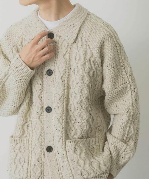 ITEMS URBANRESEARCH(アイテムズ アーバンリサーチ)の「ウール混 フィッシャーマンカーディガン(カーディガン/ボレロ・メンズ・ネイビー/ホワイト/ブラック・MEDIUM/LARGE)」の9枚目の写真