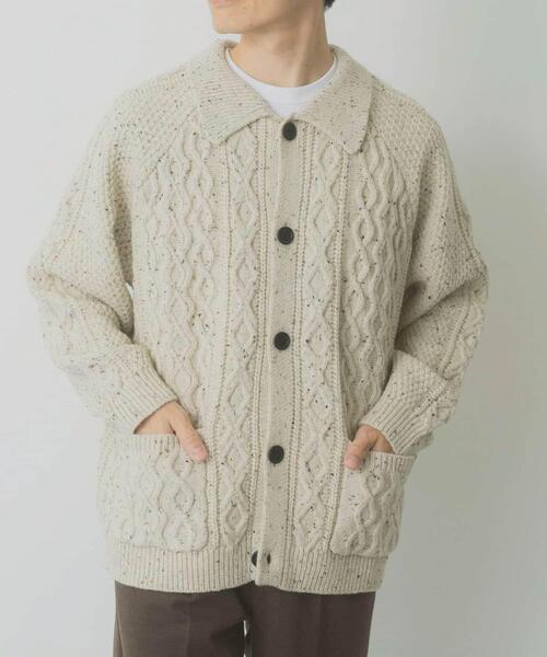 ITEMS URBANRESEARCH(アイテムズ アーバンリサーチ)の「ウール混 フィッシャーマンカーディガン(カーディガン/ボレロ・メンズ・ネイビー/ホワイト/ブラック・MEDIUM/LARGE)」の10枚目の写真