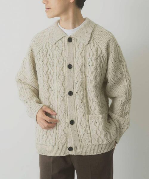 ITEMS URBANRESEARCH(アイテムズ アーバンリサーチ)の「ウール混 フィッシャーマンカーディガン(カーディガン/ボレロ・メンズ・ネイビー/ホワイト/ブラック・MEDIUM/LARGE)」の11枚目の写真