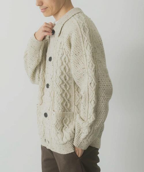 ITEMS URBANRESEARCH(アイテムズ アーバンリサーチ)の「ウール混 フィッシャーマンカーディガン(カーディガン/ボレロ・メンズ・ネイビー/ホワイト/ブラック・MEDIUM/LARGE)」の12枚目の写真