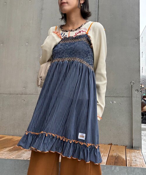 HELLO.SANFRANCISCO（ハローサンフランシスコ）の「★【HELLO.SANFRANCISCO/ハローサンフランシスコ】チェックベロアシャーリングチュニック（ワンピース・レディース・ブルー/グレー/オレンジ/ベージュ・ONE SIZE）」の17枚目の写真