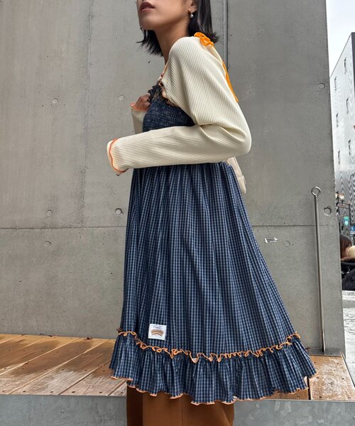 HELLO.SANFRANCISCO（ハローサンフランシスコ）の「★【HELLO.SANFRANCISCO/ハローサンフランシスコ】チェックベロアシャーリングチュニック（ワンピース・レディース・ブルー/グレー/オレンジ/ベージュ・ONE SIZE）」の21枚目の写真