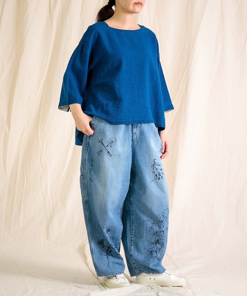 Brocante（ブロカント）の「[Brocante / ブロカント] 10oz甘織デニム デフォルメパントルパンツ（デニムパンツ・レディース・インディゴブルー・1/2）」の11枚目の写真