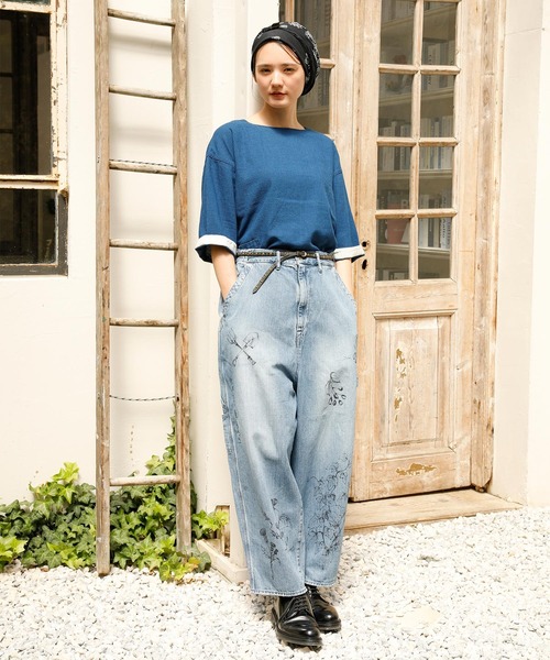 Brocante（ブロカント）の「[Brocante / ブロカント] 10oz甘織デニム デフォルメパントルパンツ（デニムパンツ・レディース・インディゴブルー・1/2）」の2枚目の写真