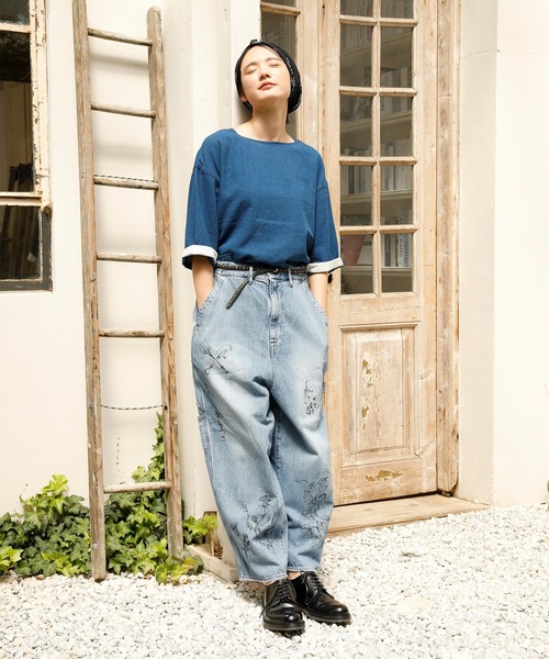 Brocante（ブロカント）の「[Brocante / ブロカント] 10oz甘織デニム デフォルメパントルパンツ（デニムパンツ・レディース・インディゴブルー・1/2）」の4枚目の写真