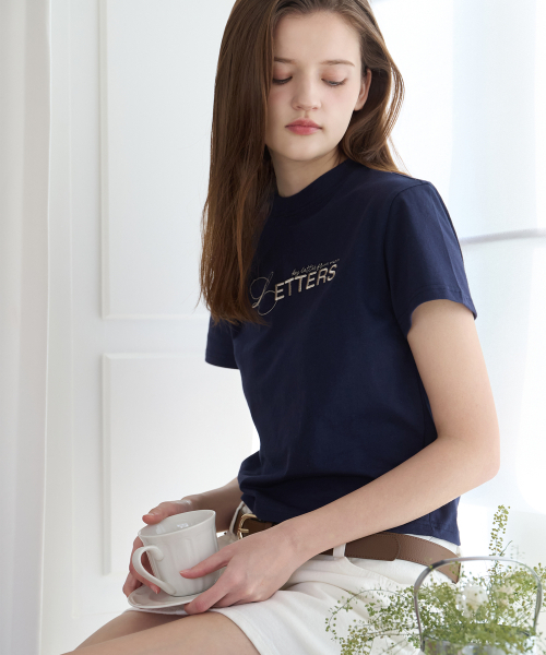 LETTER FROM MOON(レターフロムムーン)の「シャイニングロゴTシャツ(ネイビー)(Tシャツ/カットソー・レディース・その他・FREE)」の3枚目の写真