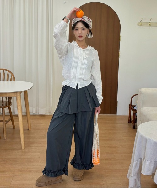 Vini(ヴィニ)の「レイヤードワイドパンツ(その他パンツ・レディース・グレー/ブラック・FREE)」の16枚目の写真