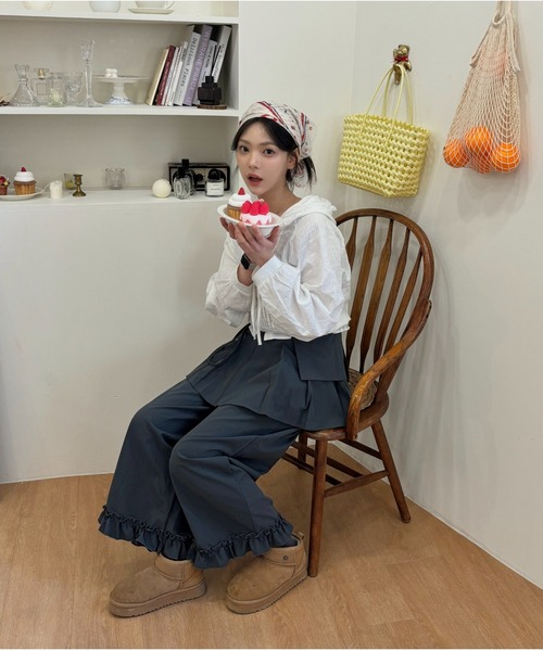 Vini(ヴィニ)の「レイヤードワイドパンツ(その他パンツ・レディース・グレー/ブラック・FREE)」の18枚目の写真