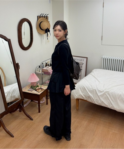 Vini(ヴィニ)の「レイヤードワイドパンツ(その他パンツ・レディース・グレー/ブラック・FREE)」の14枚目の写真