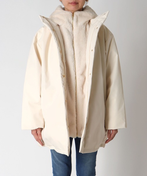 Jines(ジネス)の「ステッチレス ライナー付きダウンジャケット(ダウンジャケット/コート・レディース・アイボリー/ブラック・38)」の15枚目の写真