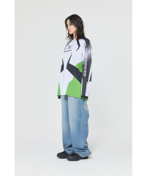 SCHISM INDUCING(スキズムインデューシング)の「BIKER JERSEY, GREEN(Tシャツ/カットソー・レディース・その他・MEDIUM/LARGE/SIZE:L)」の7枚目の写真