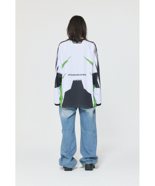 SCHISM INDUCING(スキズムインデューシング)の「BIKER JERSEY, GREEN(Tシャツ/カットソー・レディース・その他・MEDIUM/LARGE/SIZE:L)」の6枚目の写真