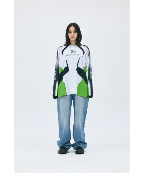 SCHISM INDUCING(スキズムインデューシング)の「BIKER JERSEY, GREEN(Tシャツ/カットソー・レディース・その他・MEDIUM/LARGE/SIZE:L)」の5枚目の写真