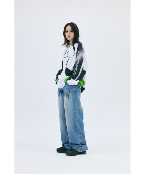 SCHISM INDUCING(スキズムインデューシング)の「BIKER JERSEY, GREEN(Tシャツ/カットソー・レディース・その他・MEDIUM/LARGE/SIZE:L)」の4枚目の写真