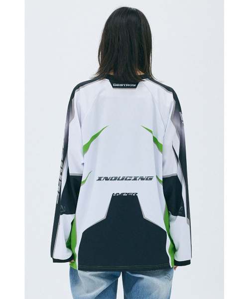 SCHISM INDUCING(スキズムインデューシング)の「BIKER JERSEY, GREEN(Tシャツ/カットソー・レディース・その他・MEDIUM/LARGE/SIZE:L)」の3枚目の写真