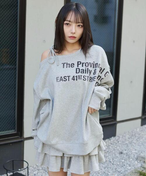 WEGO（ウィゴー）の「WEGO/裏起毛2WAYグラフィックワンショルBIGスウェット（スウェット・レディース・その他3/その他2/その他1/その他4・FREE）」の3枚目の写真