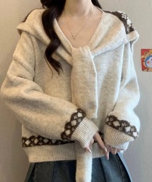 スカーフ風デザインニット
