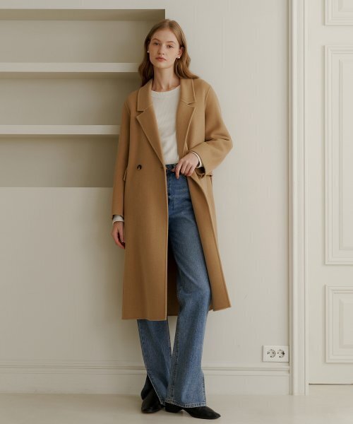 YUPPE(ヨッペ)の「DOUBLE HANDMADE COAT_BEIGE(チェスターコート・レディース・その他・FREE)」の2枚目の写真