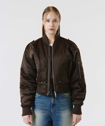 SLOW RECORD HOUSE（スローレコードハウス）の「カーブドシャーリングクロップボンバージャケット_ブラウン（MA-1）」