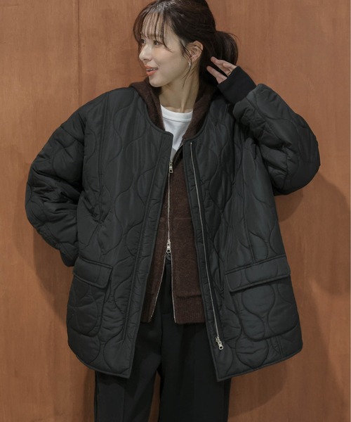 La-gemme（ラジェム）の「リバーシブル キルティング ノーカラージャケット（その他アウター・レディース・カーキ/ブラウン/キナリ/ブラック・フリー）」の3枚目の写真