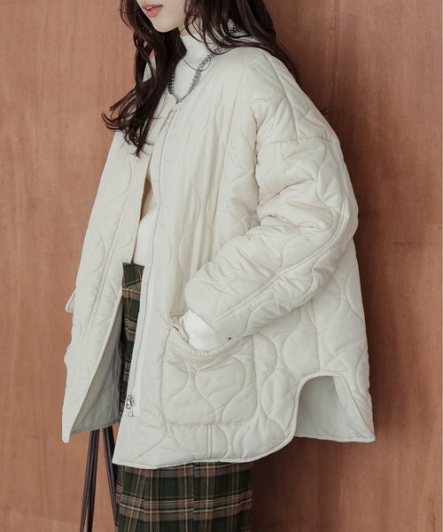 La-gemme（ラジェム）の「リバーシブル キルティング ノーカラージャケット（その他アウター・レディース・カーキ/ブラウン/キナリ/ブラック・フリー）」の5枚目の写真