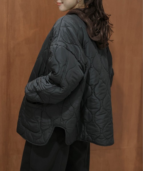 La-gemme（ラジェム）の「リバーシブル キルティング ノーカラージャケット（その他アウター・レディース・カーキ/ブラウン/キナリ/ブラック・フリー）」の12枚目の写真