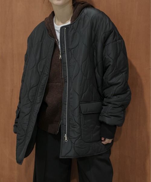 La-gemme（ラジェム）の「リバーシブル キルティング ノーカラージャケット（その他アウター・レディース・カーキ/ブラウン/キナリ/ブラック・フリー）」の14枚目の写真