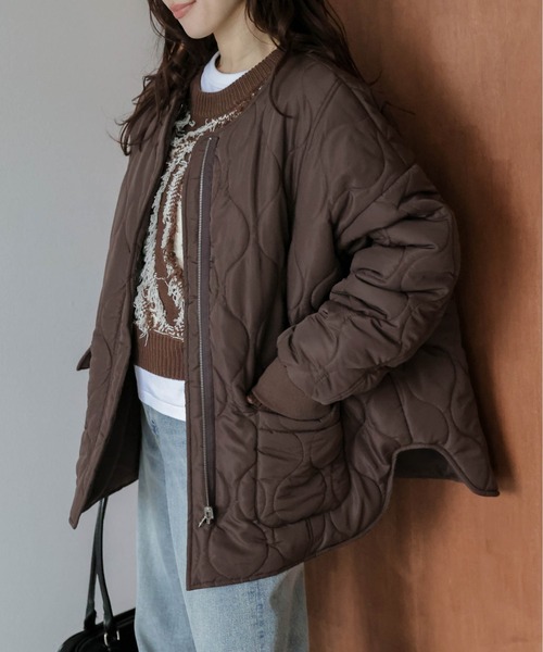 La-gemme（ラジェム）の「リバーシブル キルティング ノーカラージャケット（その他アウター・レディース・カーキ/ブラウン/キナリ/ブラック・フリー）」の17枚目の写真