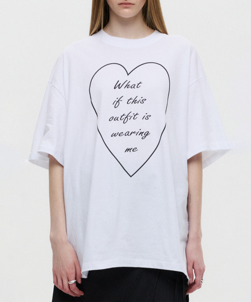 DNSR WOMEN(ディーエヌエスアールウーマン)の「オーバーサイズハートTシャツホワイト(Tシャツ/カットソー・レディース・その他・OS)」の3枚目の写真