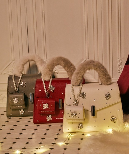 JILL by JILL STUART（ジルバイジルスチュアート）の「◇ランダムビジューミニバッグポーチ（ポーチ・レディース・レッド/ホワイト/グレー・FREE）」の6枚目の写真