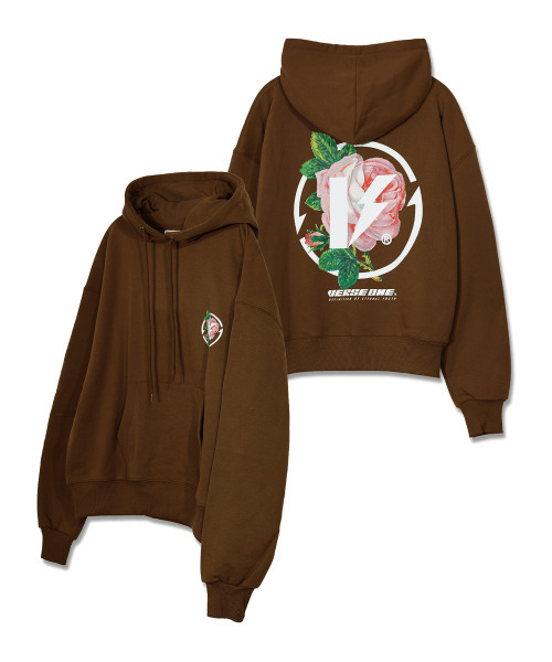 VERSE ONE(バースワン)の「FLOWER SYMBOL LOGO PULLOVER HOODIE BROWN(パーカー・レディース・その他・SMALL/MEDIUM/LARGE)」の1枚目の写真