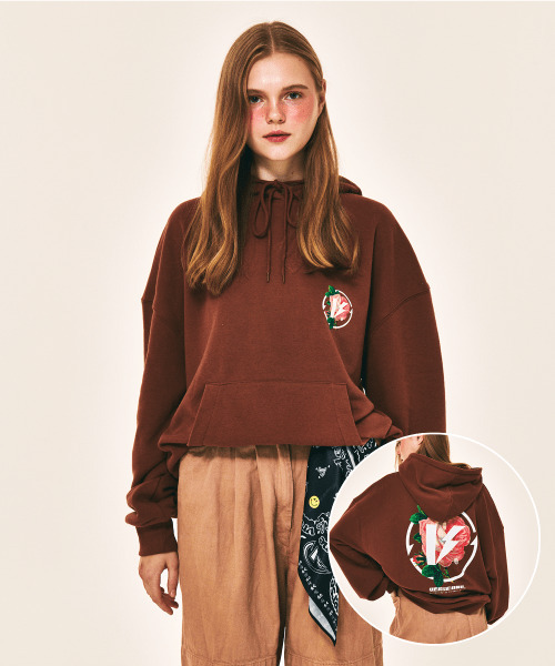VERSE ONE(バースワン)の「FLOWER SYMBOL LOGO PULLOVER HOODIE BROWN(パーカー・レディース・その他・SMALL/MEDIUM/LARGE)」の4枚目の写真